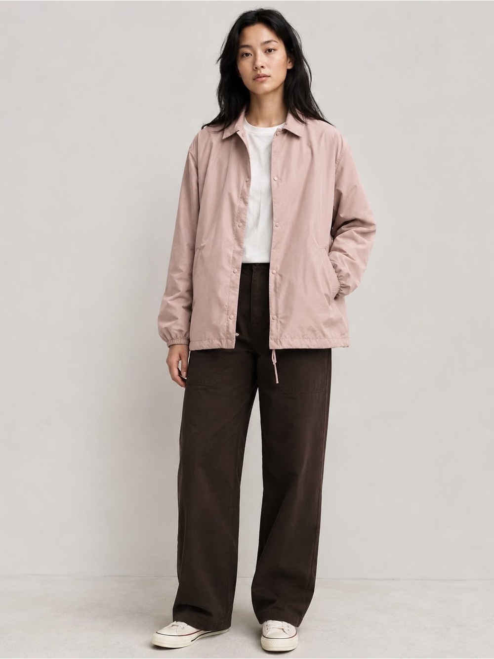 Herschel Supply Co. Coach Jacket Pink Women’s Size M Lightweight Snap Button